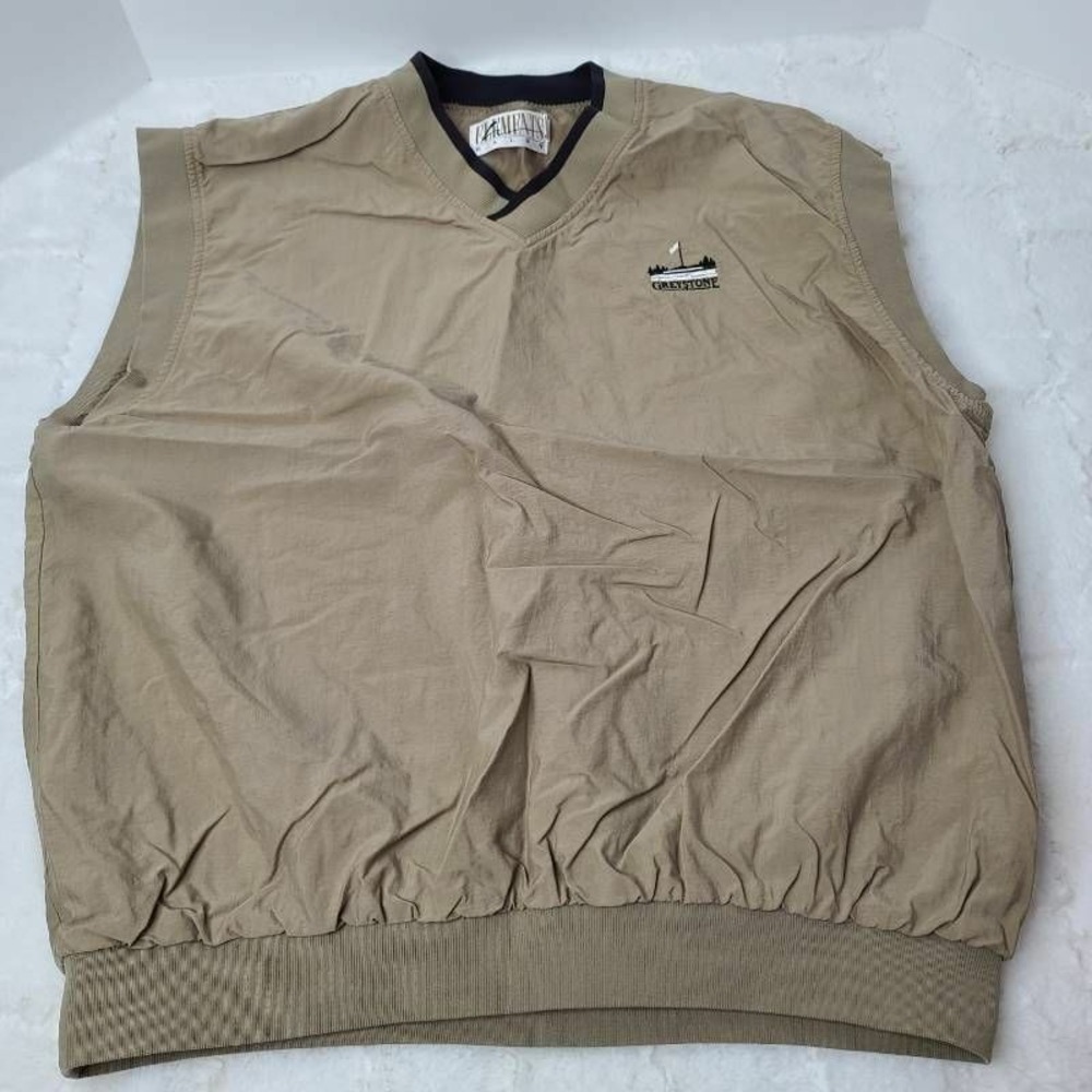 Greystone Elements Haley Mens Golf Vest Brown Khaki V-Neck Nylon Sleeveless L